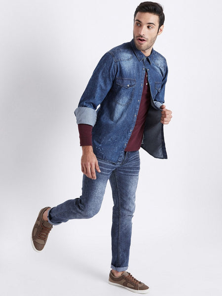 Men Blue Slim Fit Mid-Rise Clean Look Stretchable Jeans