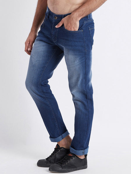 Men Blue Slim Fit Mid-Rise Clean Look Stretchable Jeans