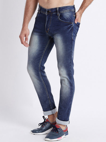 Men Blue Slim Fit Mid-Rise Clean Look Stretchable Jeans