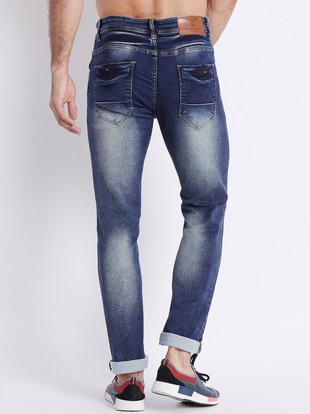 Men Blue Slim Fit Mid-Rise Clean Look Stretchable Jeans