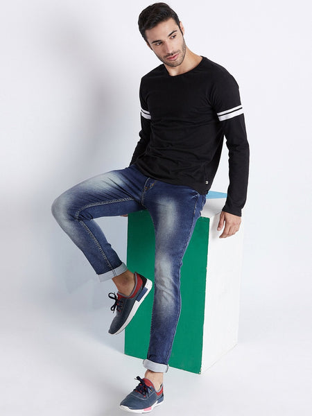 Men Blue Slim Fit Mid-Rise Clean Look Stretchable Jeans