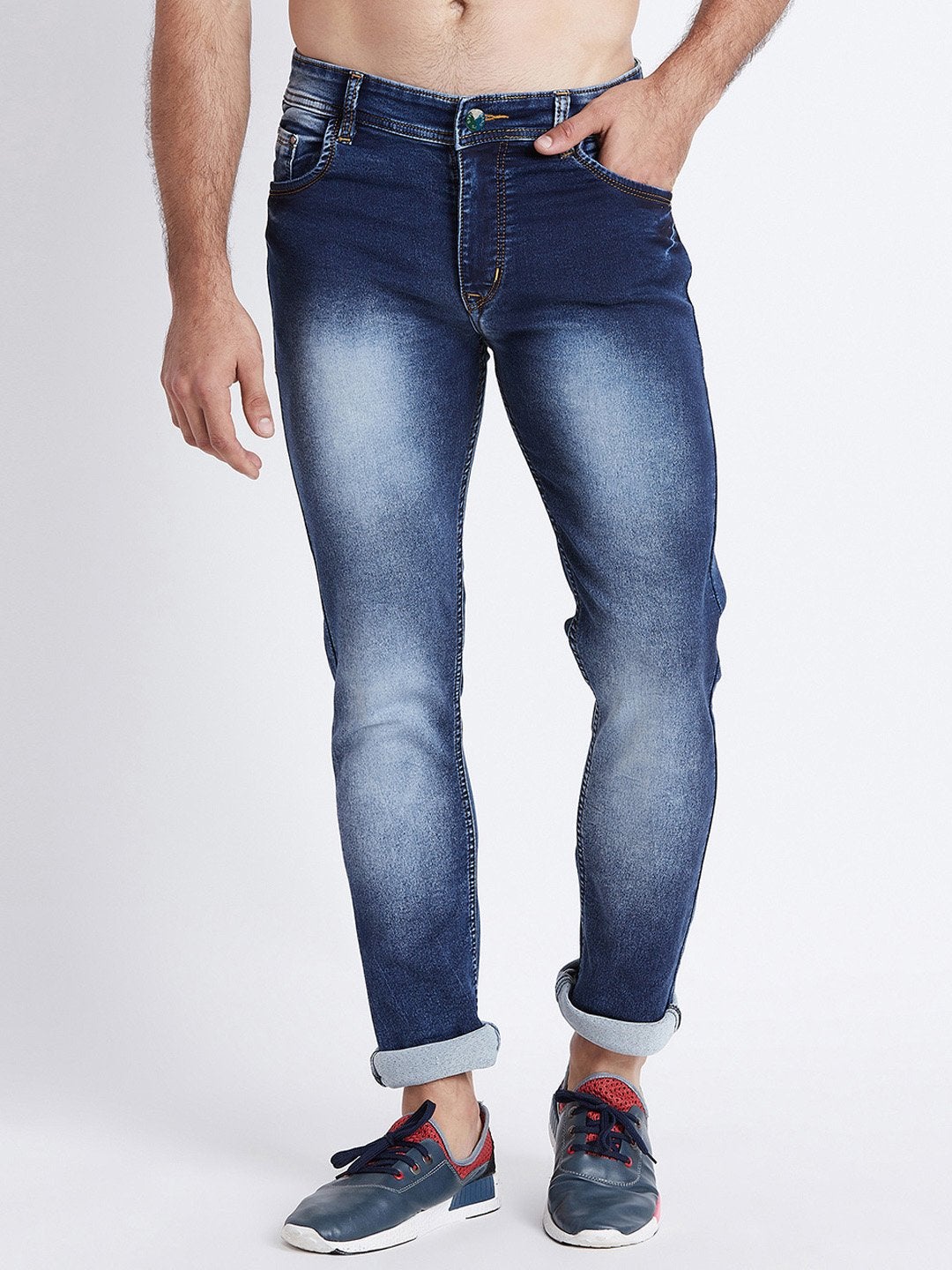 Men Blue Slim Fit Mid-Rise Clean Look Stretchable Jeans