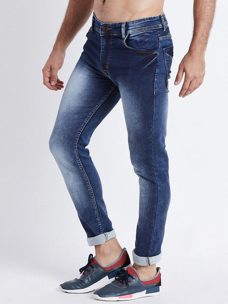 Men Blue Slim Fit Mid-Rise Clean Look Stretchable Jeans