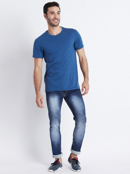 Men Blue Slim Fit Mid-Rise Clean Look Stretchable Jeans