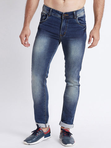 Men Blue Slim Fit Mid-Rise Clean Look Stretchable Jeans