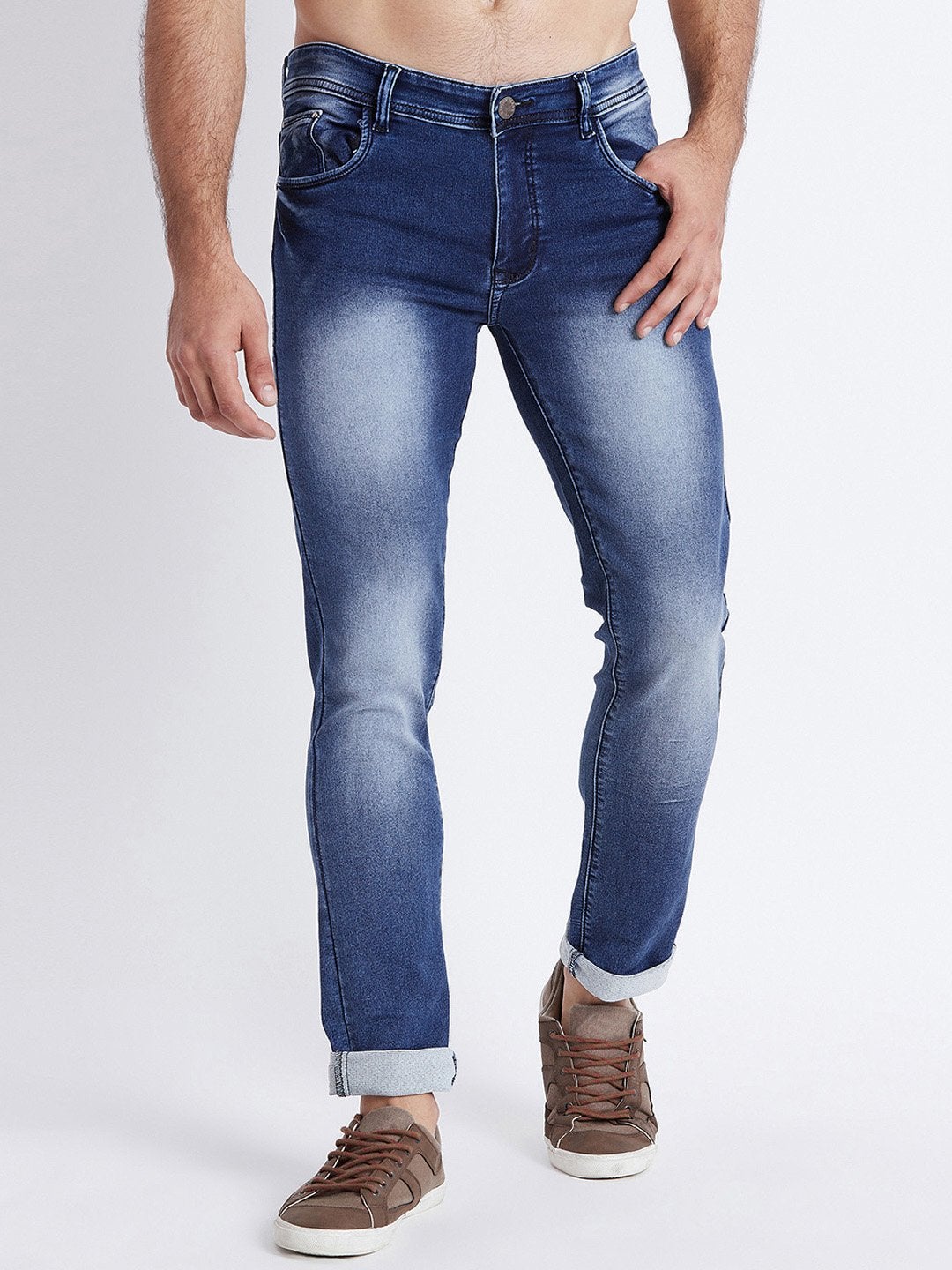 Men Blue Slim Fit Mid-Rise Clean Look Stretchable Jeans