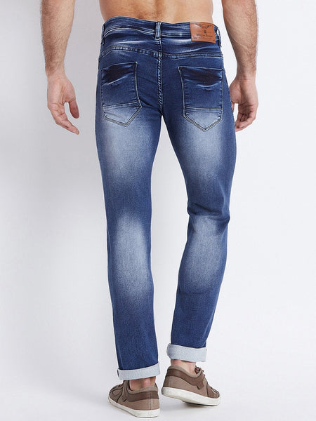 Men Blue Slim Fit Mid-Rise Clean Look Stretchable Jeans