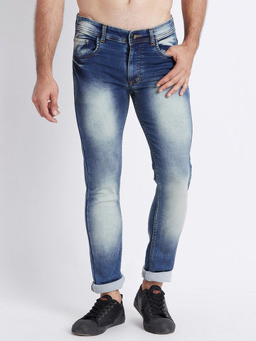 Men Blue Slim Fit Mid-Rise Clean Look Stretchable Jeans