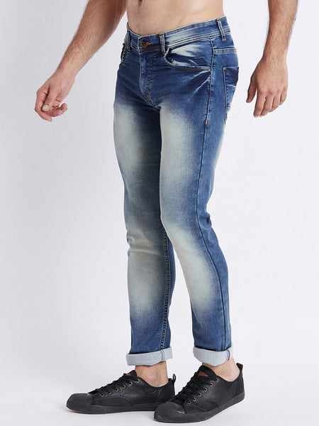 Men Blue Slim Fit Mid-Rise Clean Look Stretchable Jeans