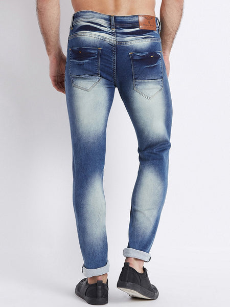 Men Blue Slim Fit Mid-Rise Clean Look Stretchable Jeans