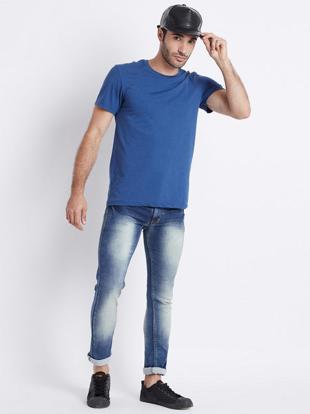 Men Blue Slim Fit Mid-Rise Clean Look Stretchable Jeans