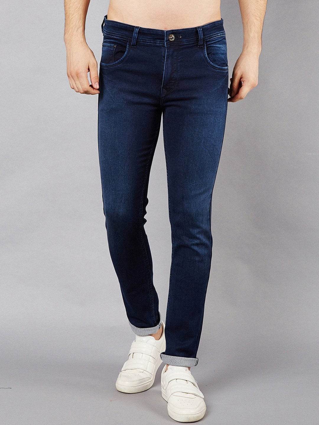 Men Blue Slim Fit Mid-Rise Clean Look Stretchable Jeans