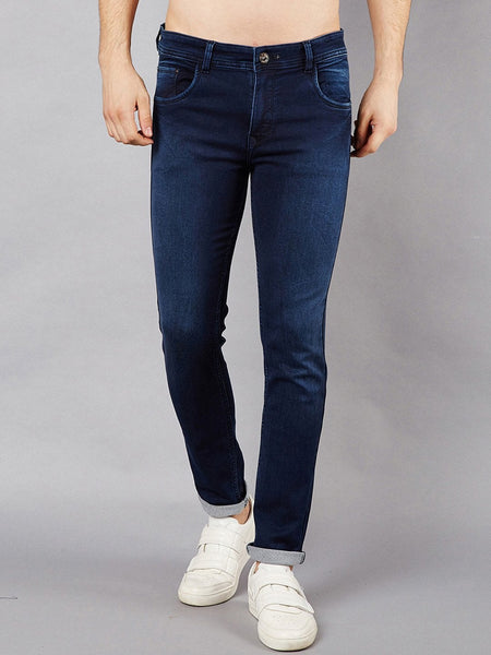 Men Blue Slim Fit Mid-Rise Clean Look Stretchable Jeans