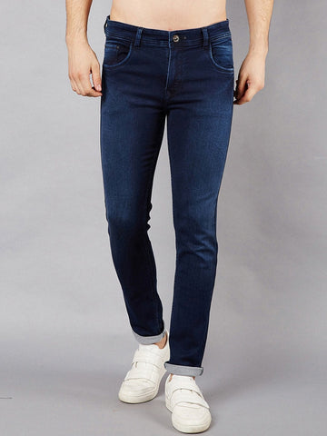 Men Blue Slim Fit Mid-Rise Clean Look Stretchable Jeans