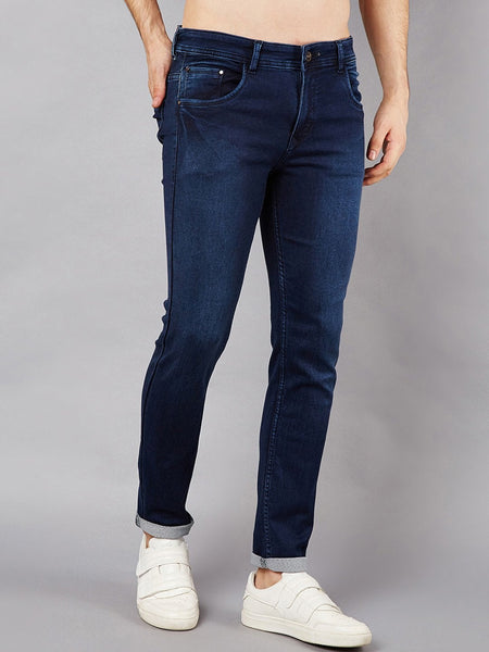 Men Blue Slim Fit Mid-Rise Clean Look Stretchable Jeans