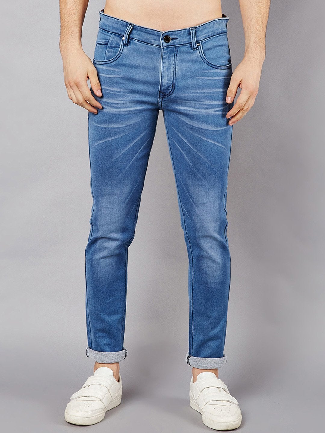 Men Blue Slim Fit Mid-Rise Clean Look Stretchable Jeans