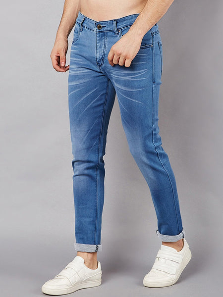 Men Blue Slim Fit Mid-Rise Clean Look Stretchable Jeans