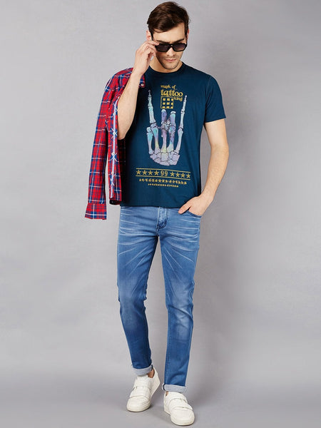 Men Blue Slim Fit Mid-Rise Clean Look Stretchable Jeans