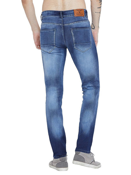 Men Light Blue Slim Fit Mid Rise Whisker Jeans