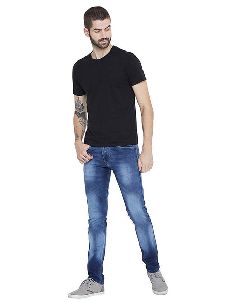 Men Light Blue Slim Fit Mid Rise Whisker Jeans