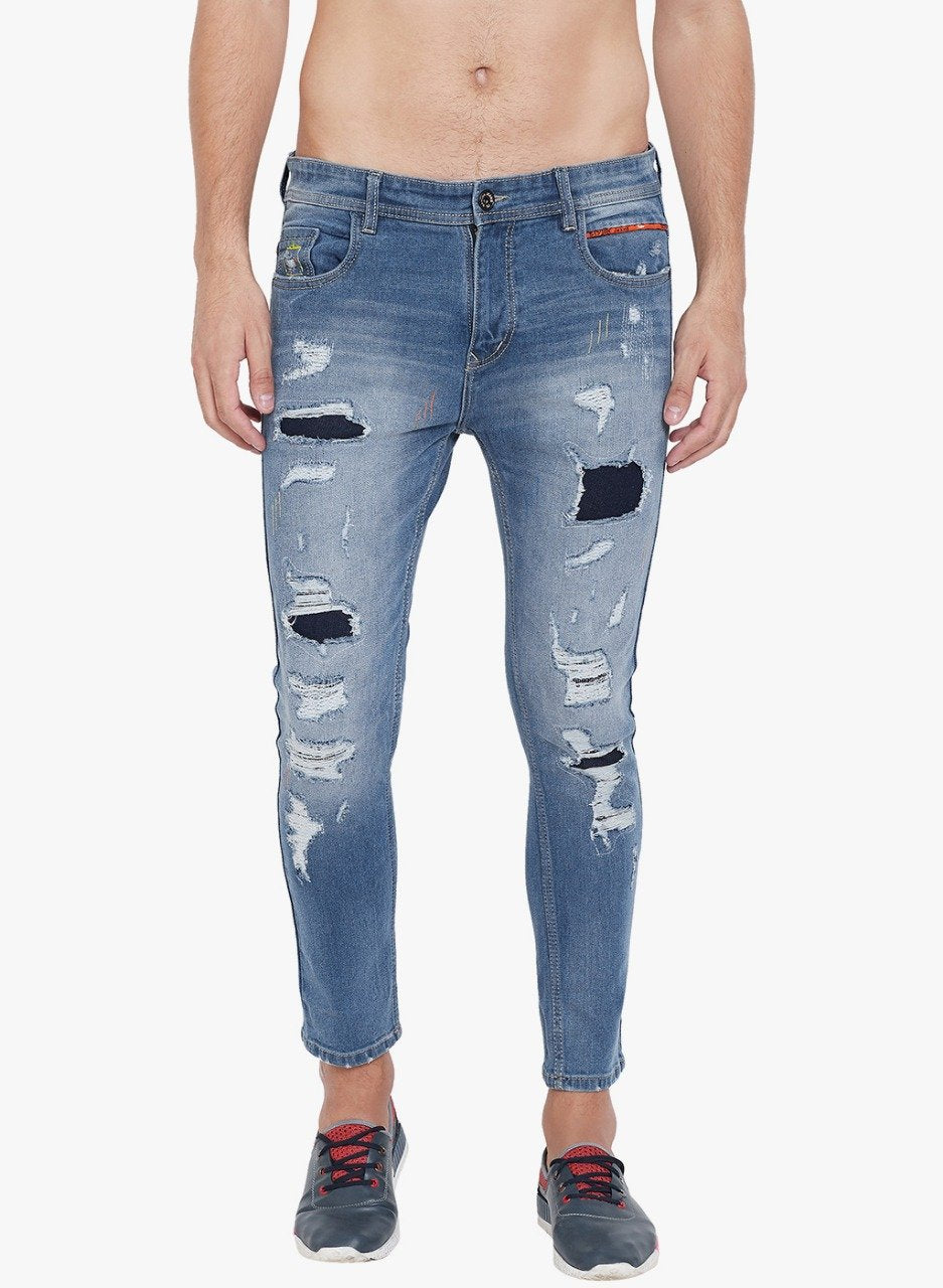 Men Blue Slim Fit stretchable Distressed Jeans