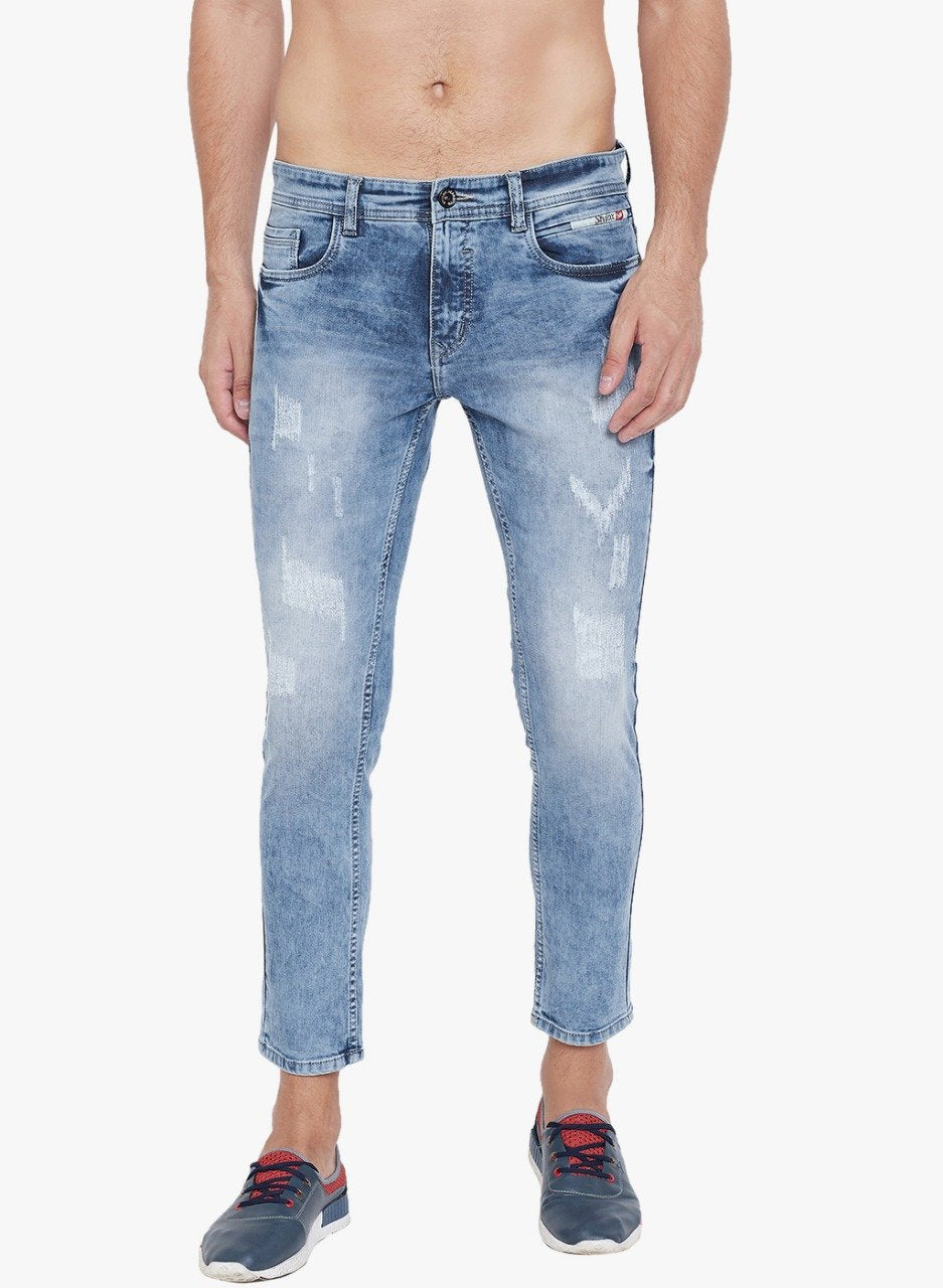 Men Blue Slim Fit Distressed stretchable Jeans