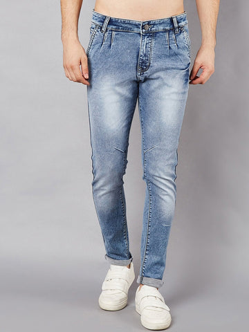 Men Blue Slim Fit Mid-Rise Clean Look Stretchable Jeans