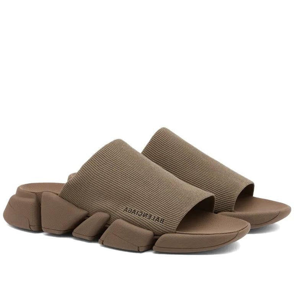 Premium Brown  Knit Strap Chunky Slide Sandals  Luxury Comfort Style