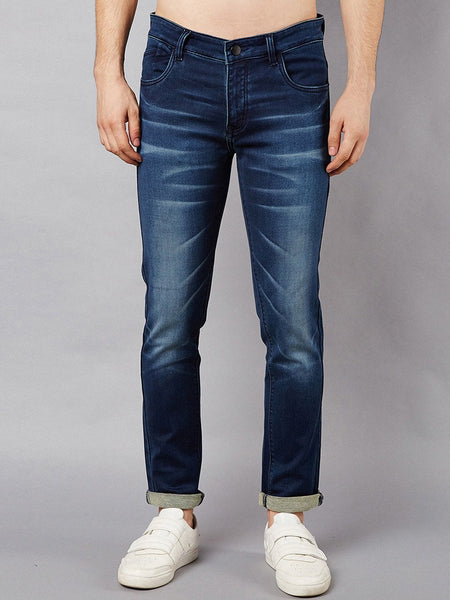 Men Blue Slim Fit Mid-Rise Clean Look Stretchable Jeans