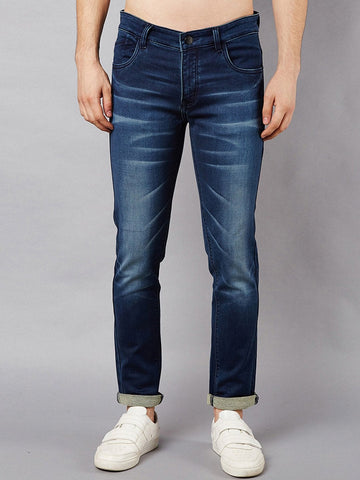 Men Blue Slim Fit Mid-Rise Clean Look Stretchable Jeans