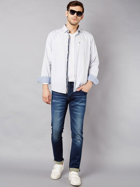 Men Blue Slim Fit Mid-Rise Clean Look Stretchable Jeans