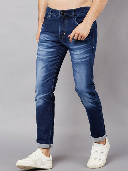 Men Blue Slim Fit Mid-Rise Clean Look Stretchable Jeans