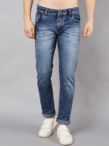 Men Blue Slim Fit Mid-Rise Clean Look Stretchable Jeans