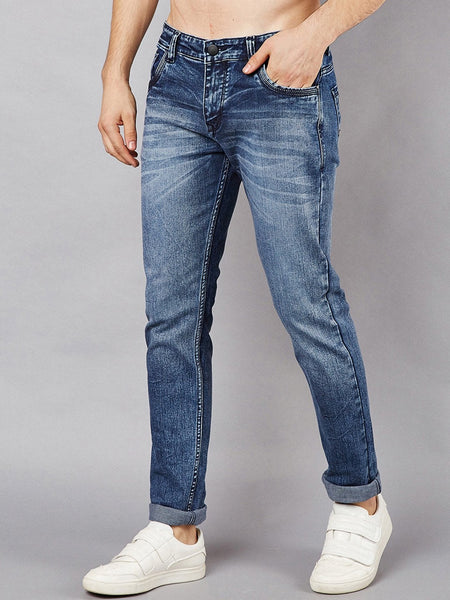 Men Blue Slim Fit Mid-Rise Clean Look Stretchable Jeans