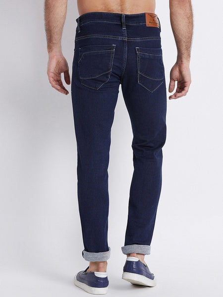 Men Blue Slim Fit Mid-Rise Laser Washed Clean Look Stretchable Jeans