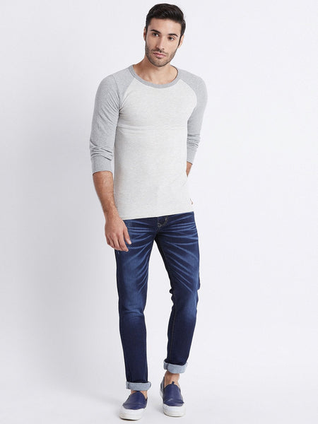 Men Blue Slim Fit Mid-Rise Laser Washed Clean Look Stretchable Jeans