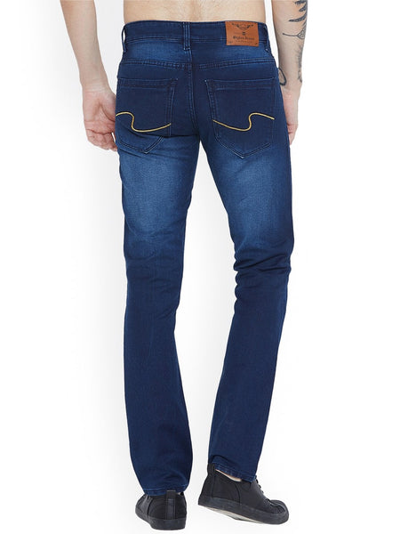 Men Navy Blue Slim Fit Mid-Rise Highly Distressed Stretchable Jeans