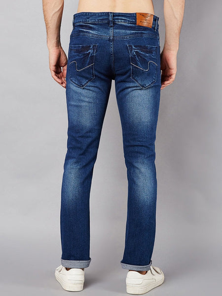 Men Blue Slim Fit Mid-Rise Mildly Distressed Stretchable Jeans