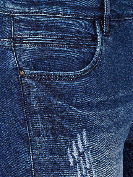 Men Blue Slim Fit Mid-Rise Mildly Distressed Stretchable Jeans