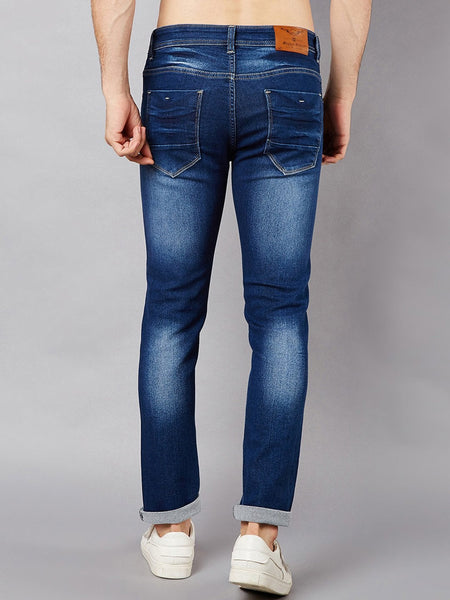 Men Blue Slim Fit Mid-Rise Mildly Distressed Stretchable Jeans