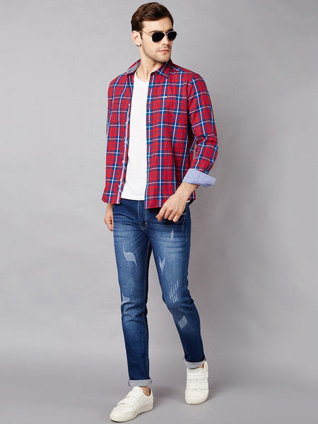 Men Blue Slim Fit Mid-Rise Mildly Distressed Stretchable Jeans