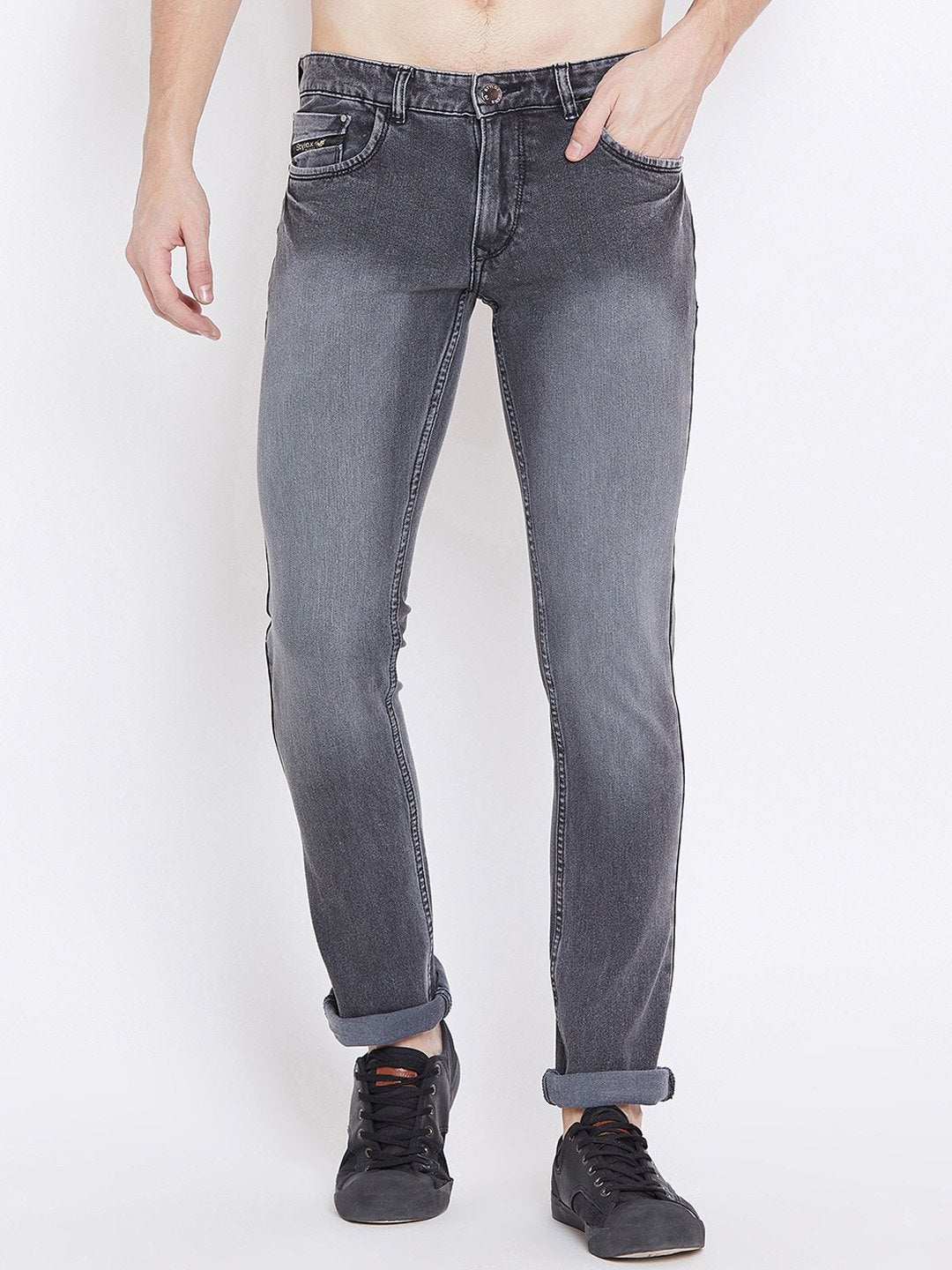 Men Grey Slim Fit Mid-Rise Clean Look Stretchable Jeans