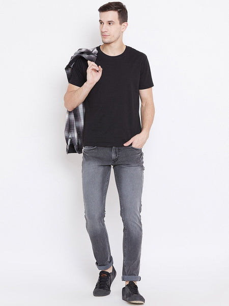 Men Grey Slim Fit Mid-Rise Clean Look Stretchable Jeans