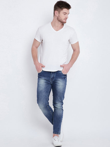 Men Blue Slim Fit Mid-Rise Clean Look Jeans