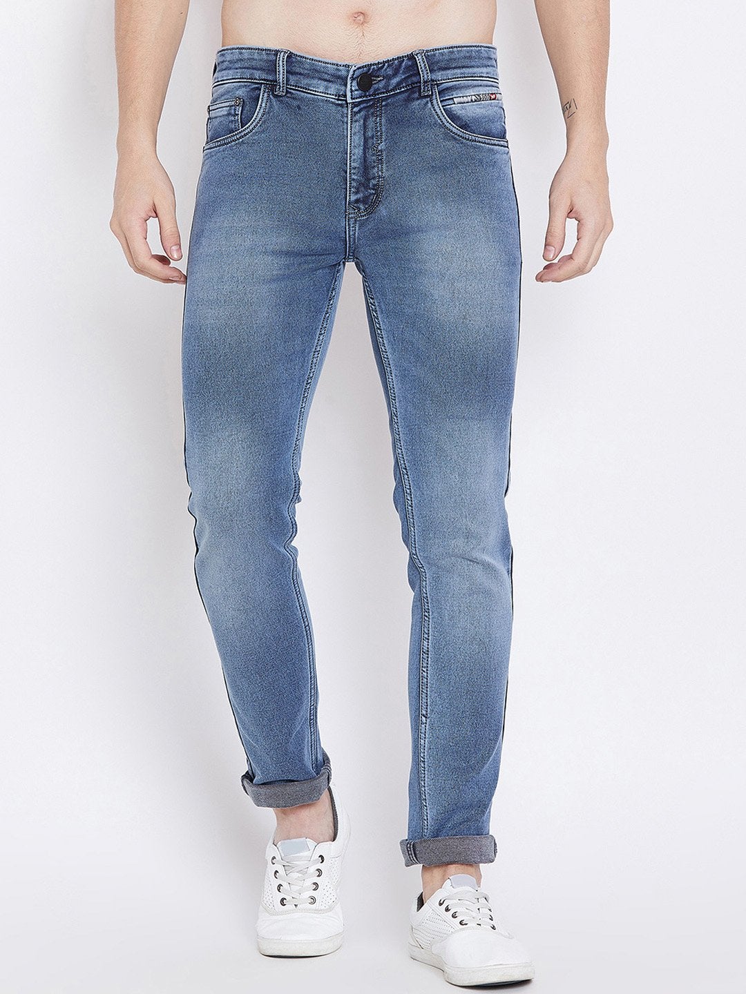 Men Blue Slim Fit Mid-Rise Clean Look Stretchable Jeans