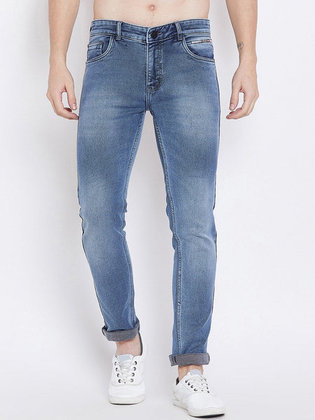 Men Blue Slim Fit Mid-Rise Clean Look Stretchable Jeans