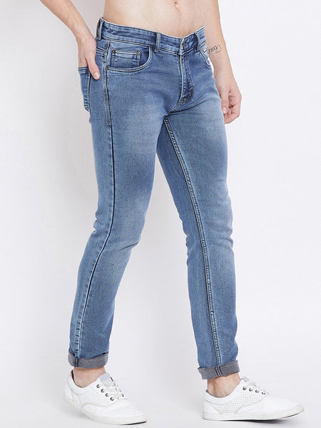Men Blue Slim Fit Mid-Rise Clean Look Stretchable Jeans