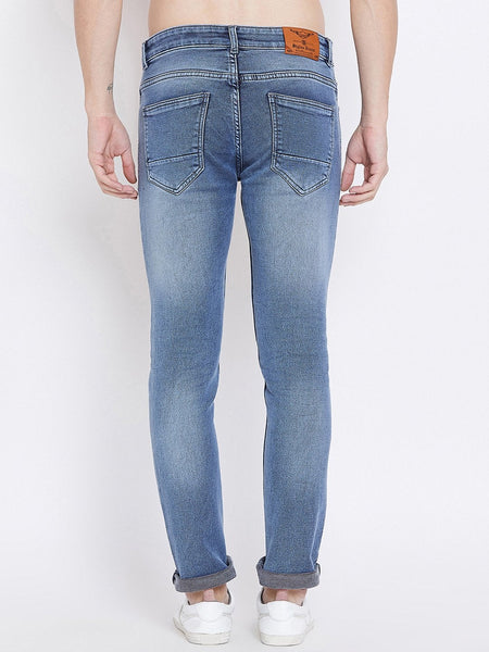 Men Blue Slim Fit Mid-Rise Clean Look Stretchable Jeans