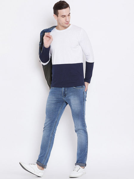 Men Blue Slim Fit Mid-Rise Clean Look Stretchable Jeans