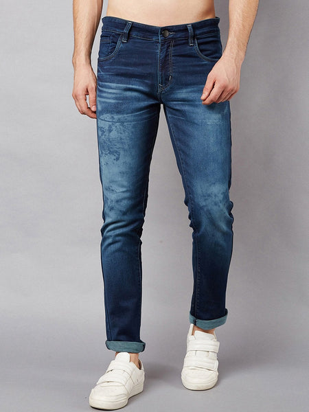Men Blue Slim Fit Mid-Rise Clean Look Stretchable Jeans